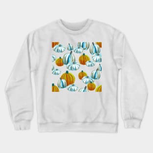 Watercolor Halloween Pumpkins - Blue & Orange Crewneck Sweatshirt